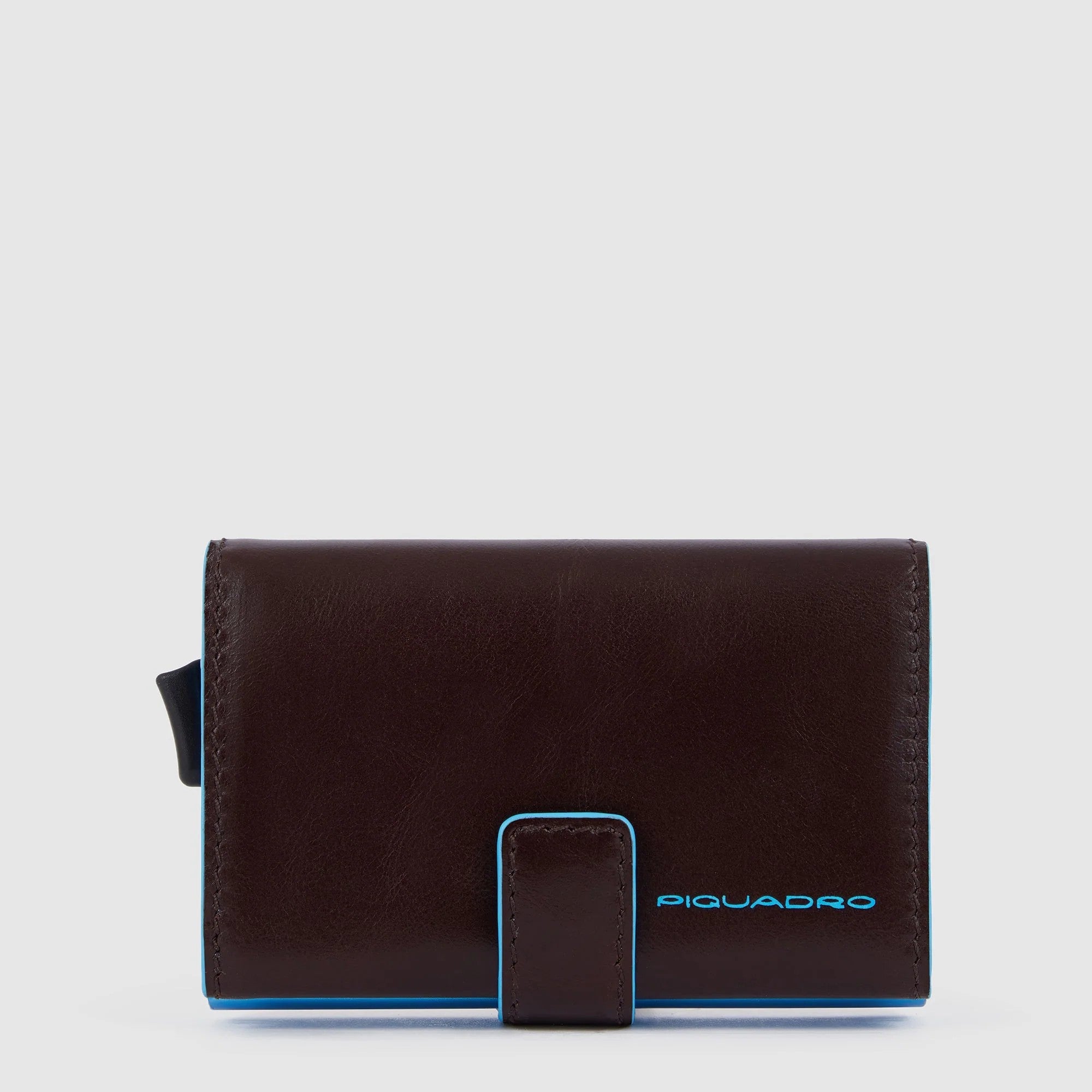 Piquadro portafogli compatto in metallo e pelle "Blue Square" Marrone PP5472B2BLR.MO