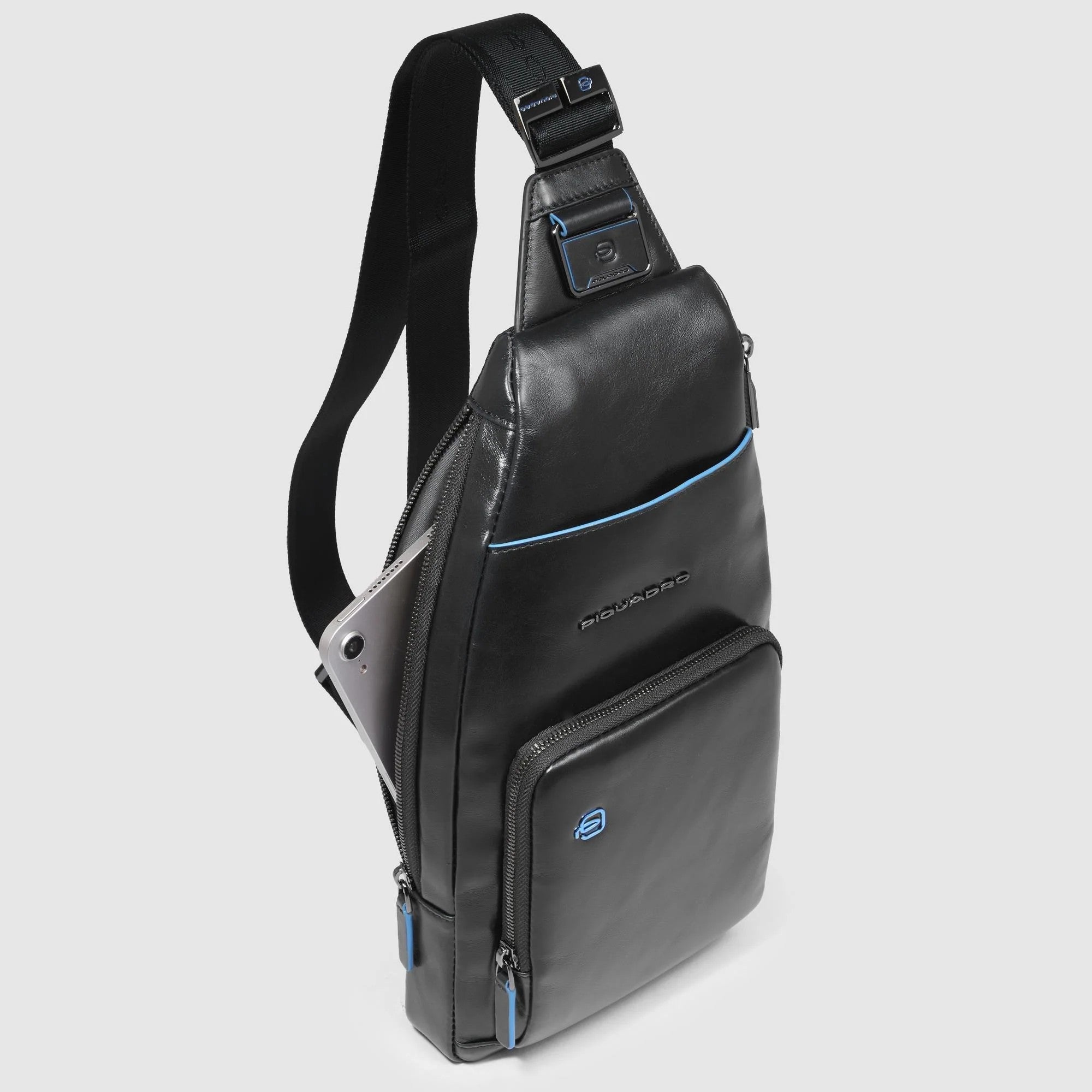 Piquadro monospalla in pelle "Blue Square" Nero CA5577B2.N