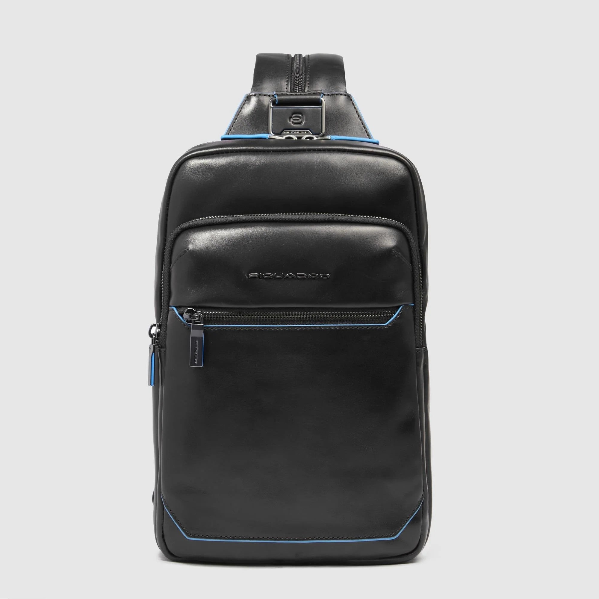 Piquadro monospalla in pelle "Blue Square" Nero CA6589B2.N
