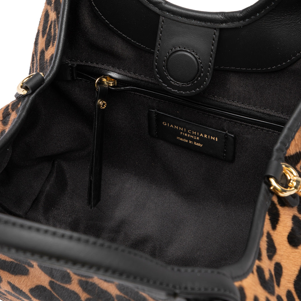 Gianni Chiarini borsa a mano in cavallino "Dua" Animalier BS11109 CAV-PL.11865 LEO-NERO