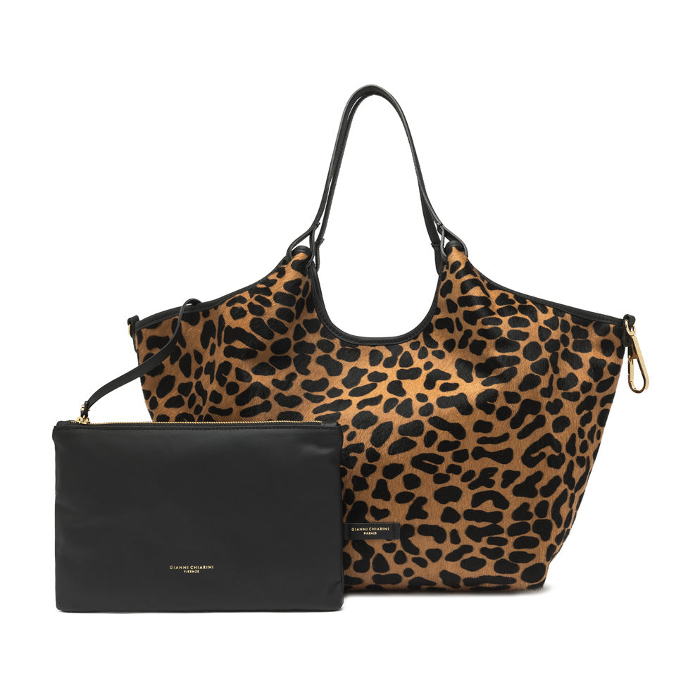 Gianni Chiarini borsa shopping in cavallino "Dua" Animalier BS11112 CAV-PL.11865 LEO-NERO