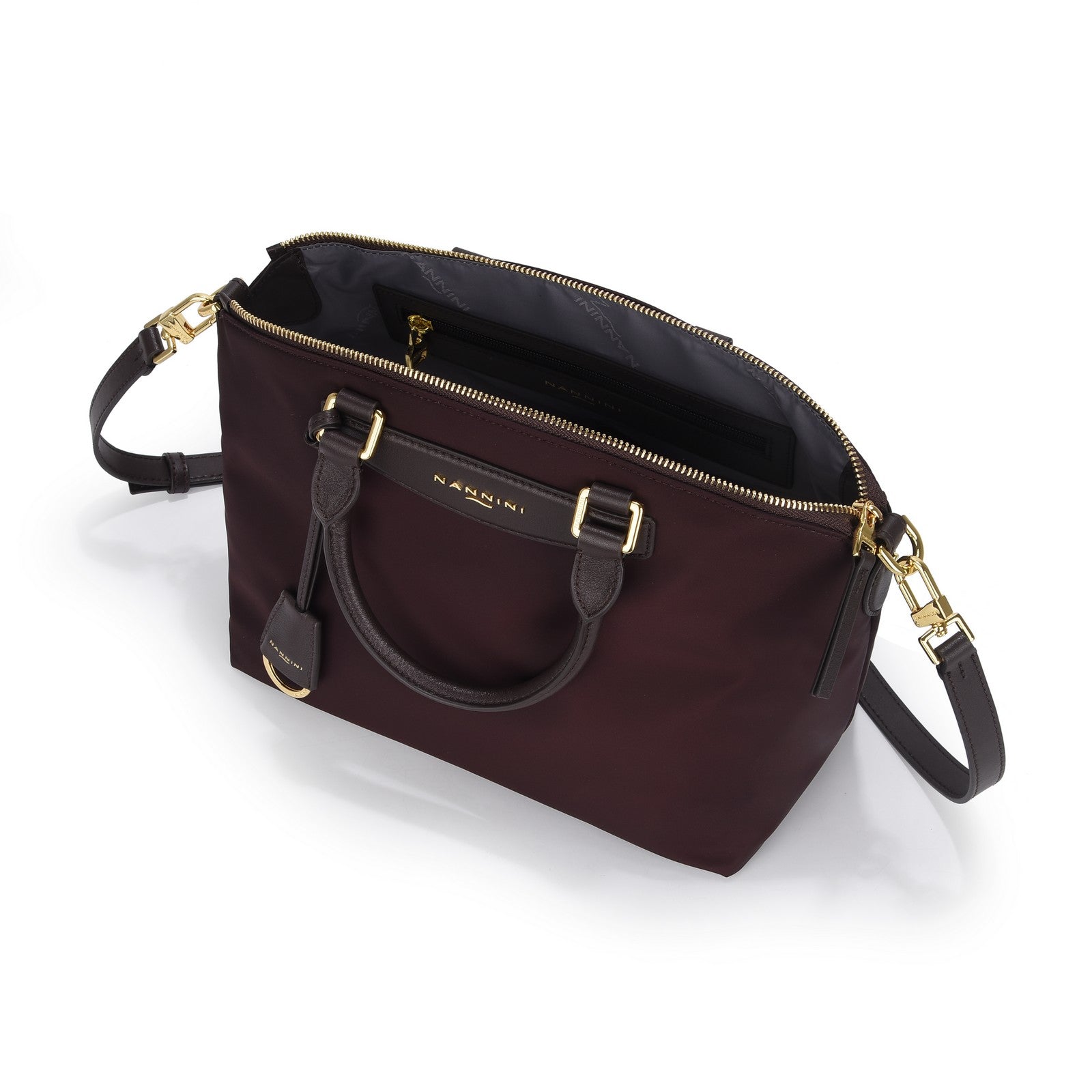 Nannini borsa a mano in tessuto e pelle "Elsa" Marrone 19021.SIGARO