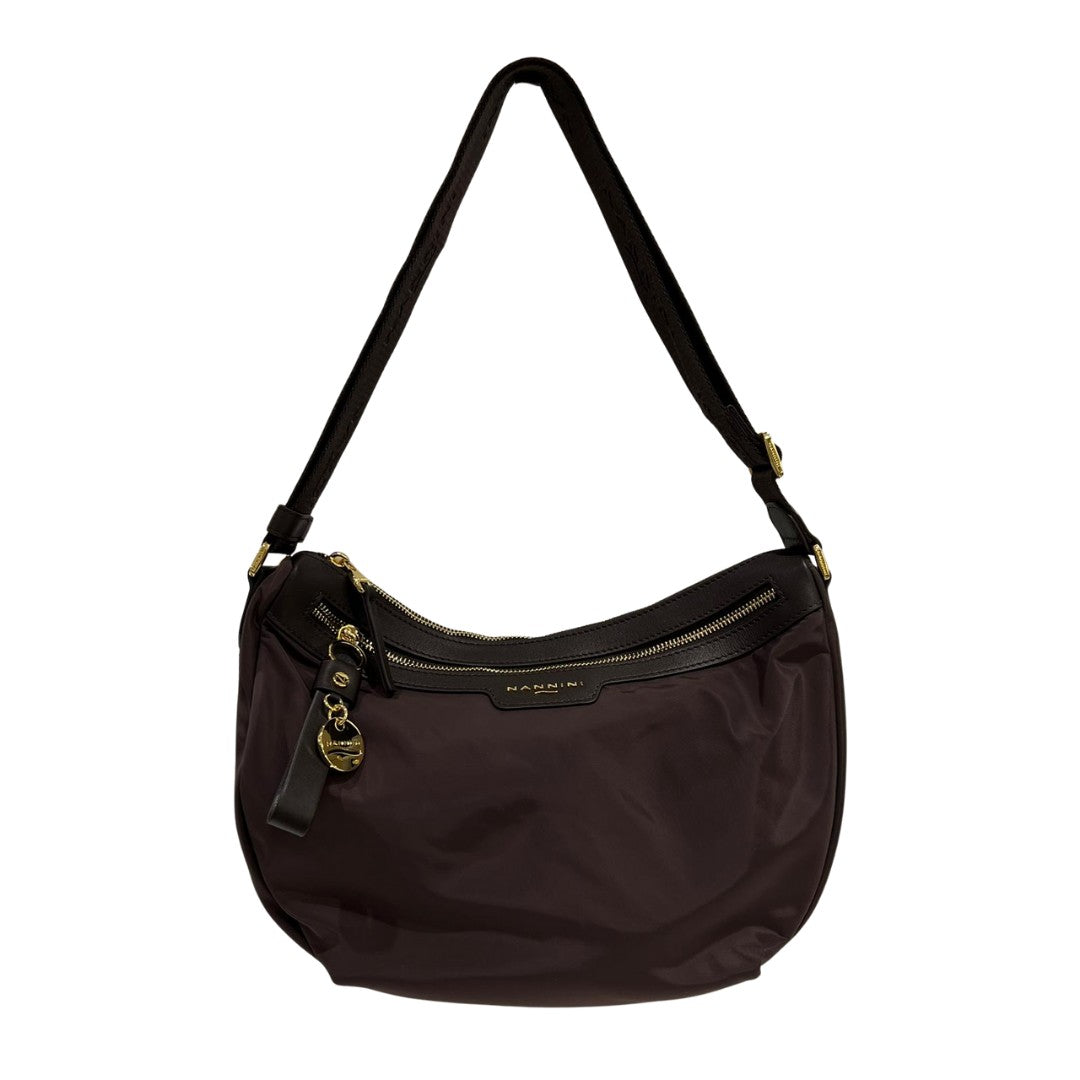 Nannini borsa a tracolla in tessuto e pelle "Liberty" Marrone 18243.SIGARO