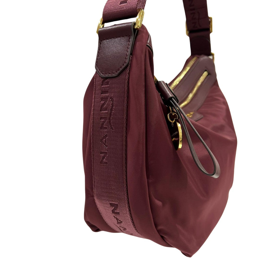 Nannini borsa a tracolla in tessuto e pelle "Liberty" Bordeaux 18243.BORDEAUX