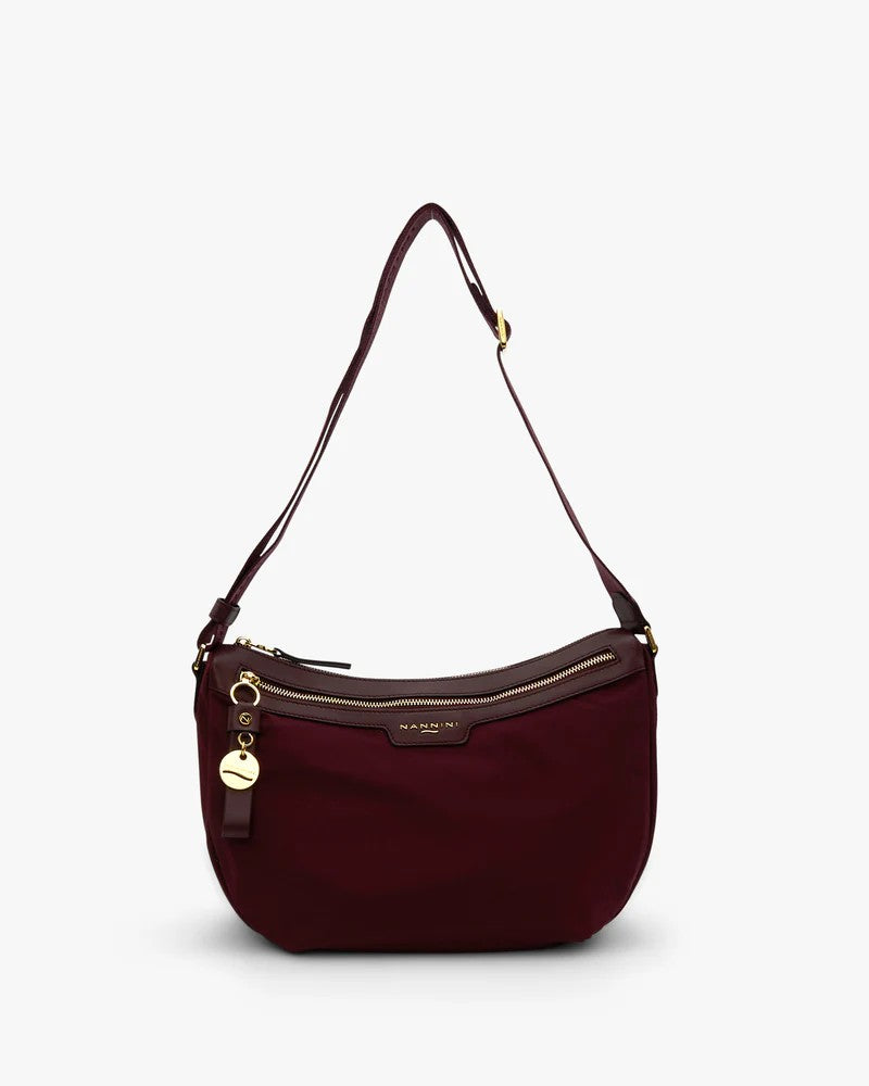 Nannini borsa a tracolla in tessuto e pelle "Liberty" Bordeaux 18243.BORDEAUX