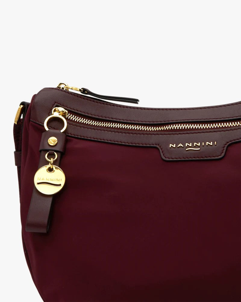 Nannini borsa a tracolla in tessuto e pelle "Liberty" Bordeaux 18243.BORDEAUX