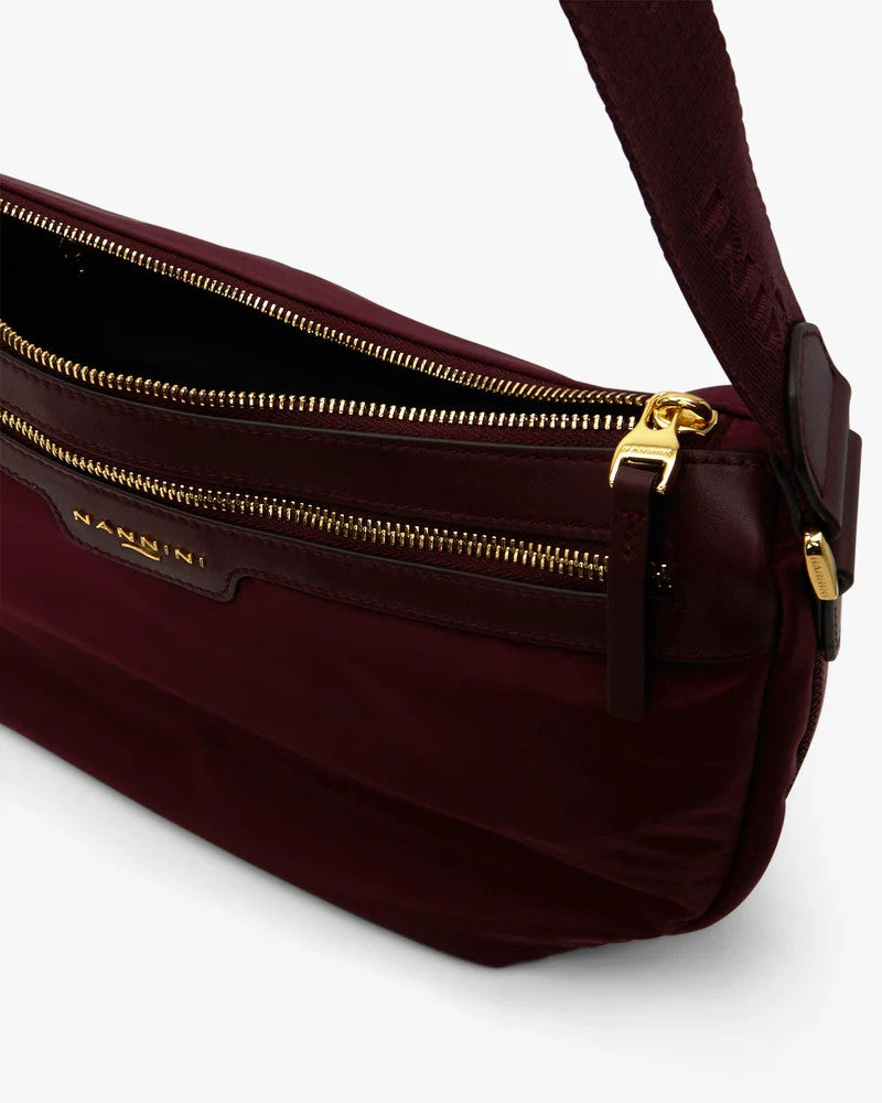 Nannini borsa a tracolla in tessuto e pelle "Liberty" Bordeaux 18243.BORDEAUX