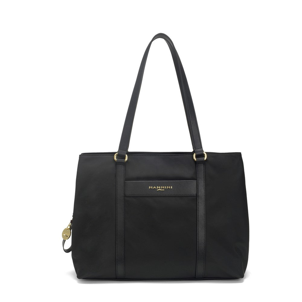 Nannini borsa shopping in tessuto e pelle "Liberty" Nero 17376.NERO
