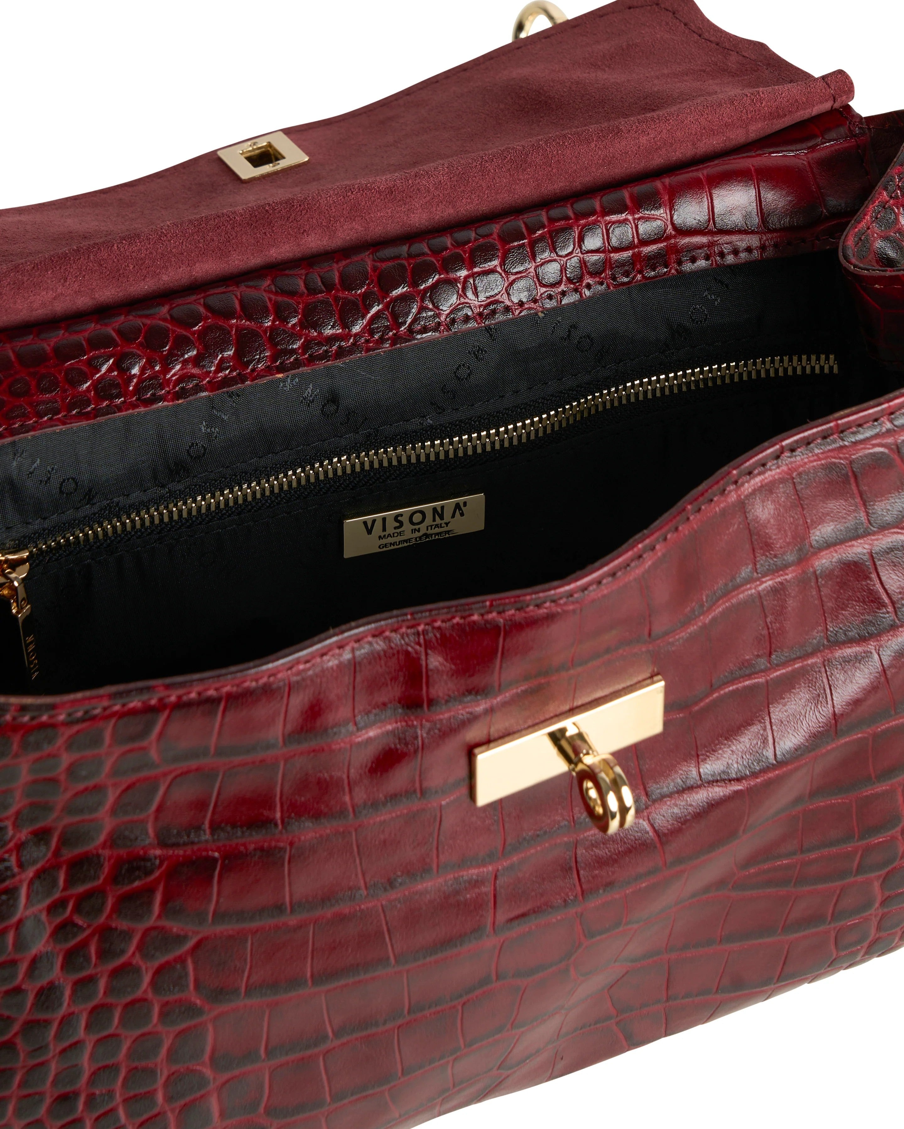 Visonà borsa a mano in pelle "Miami" Bordeaux 25671.CHIANTI