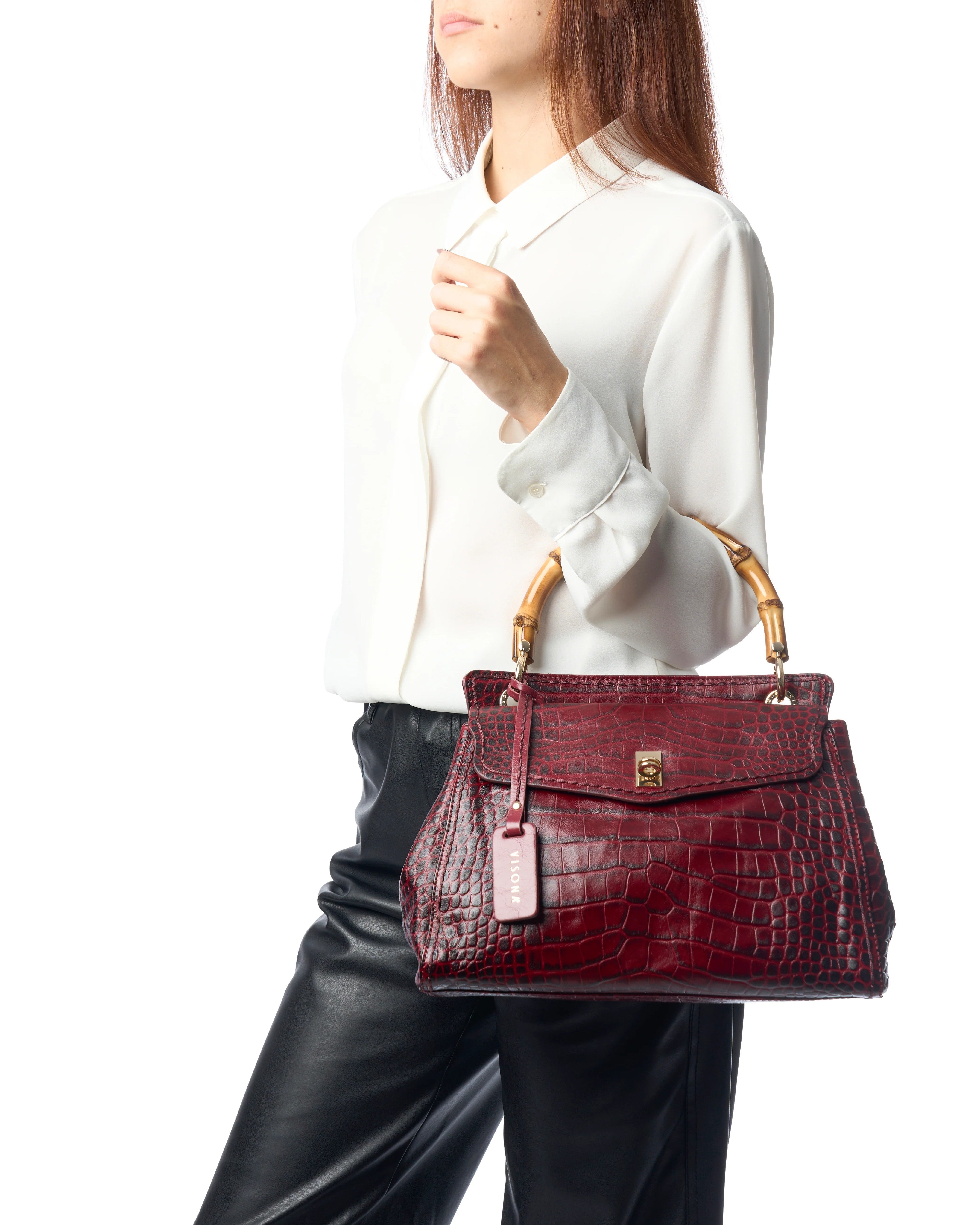 Visonà borsa a mano in pelle "Miami" Bordeaux 25671.CHIANTI