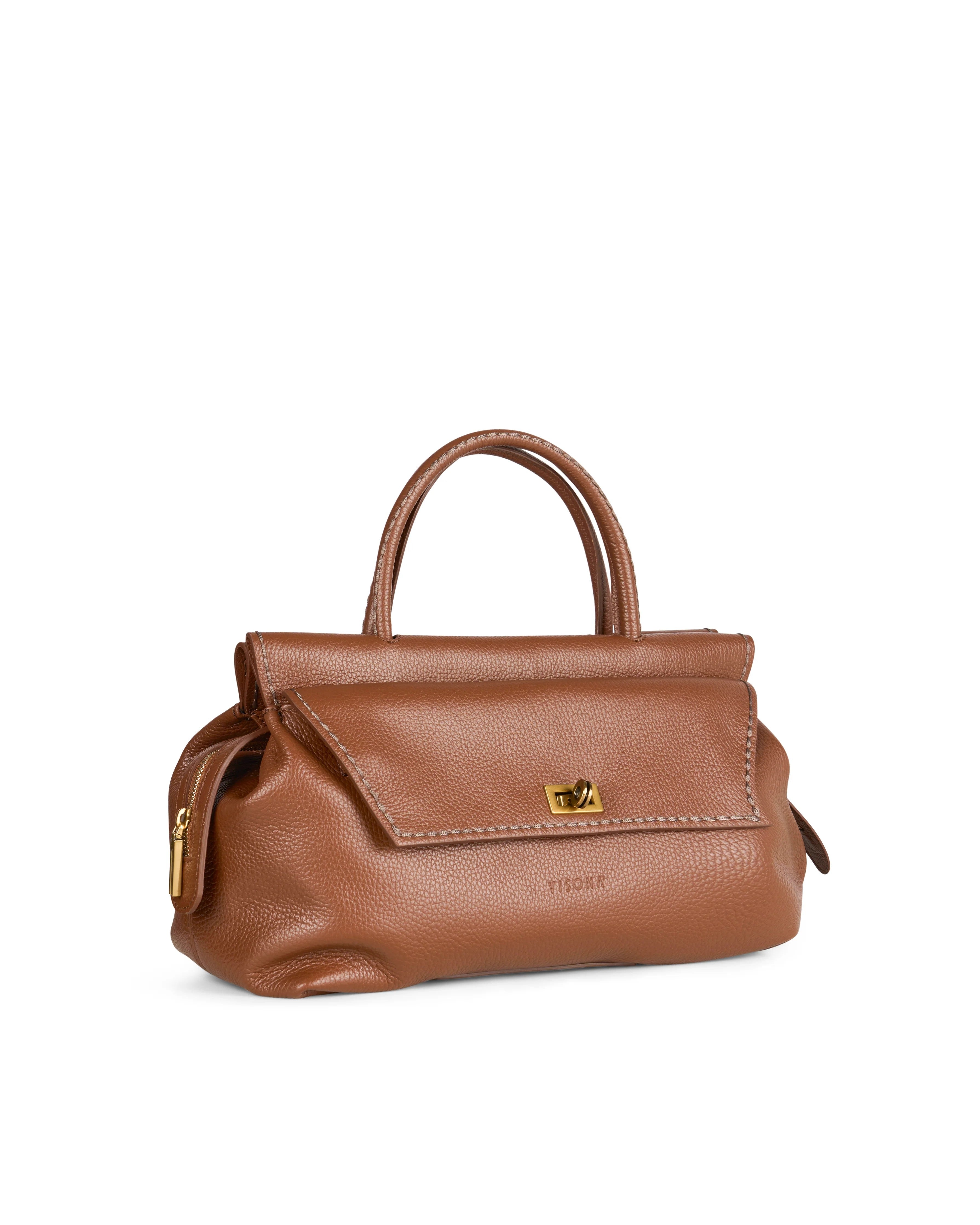 Visonà borsa a mano in pelle "Cleo" Marrone 25653.COCCO