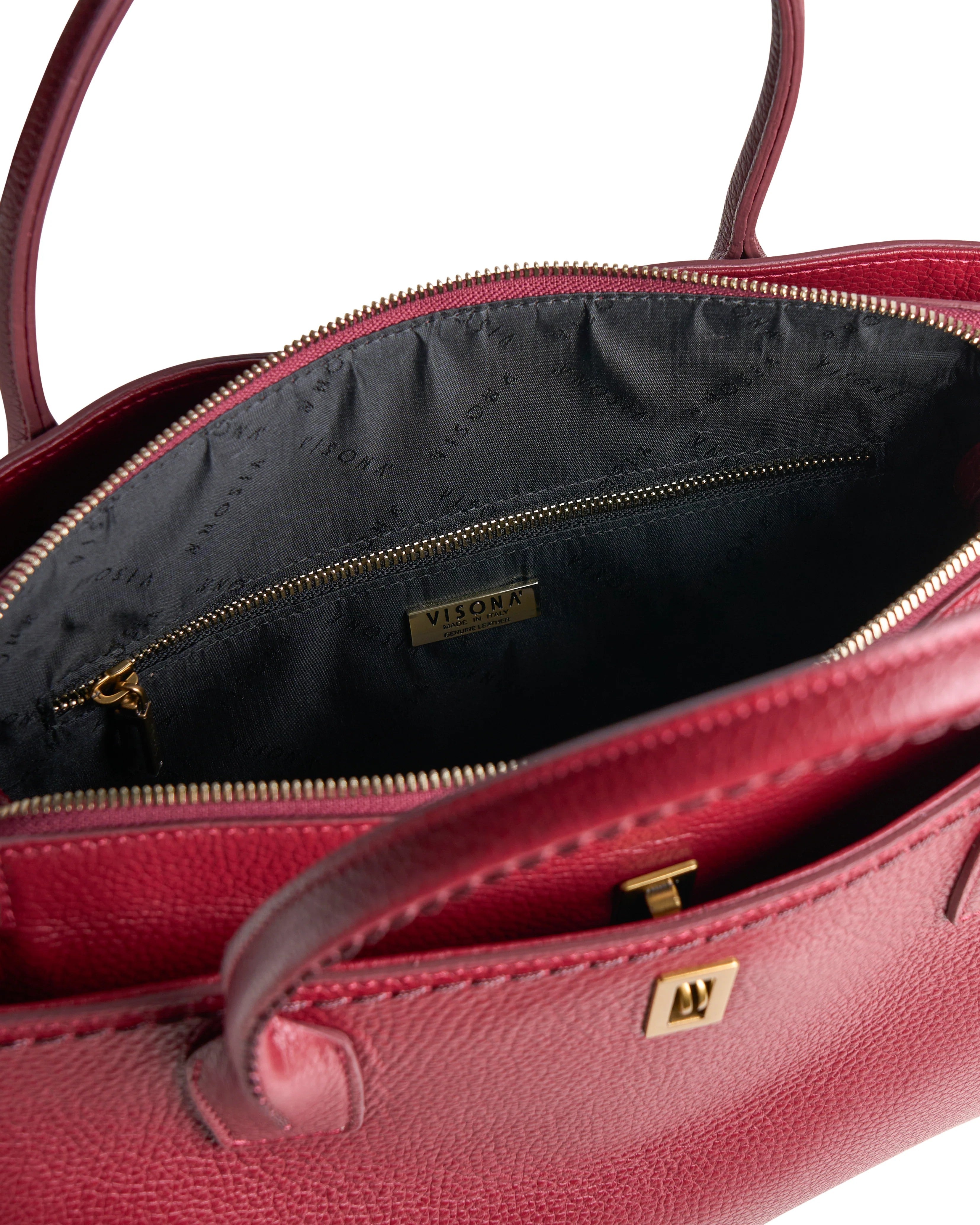 Visonà borsa a mano in pelle "Penelope" Bordeaux 25513.VINO