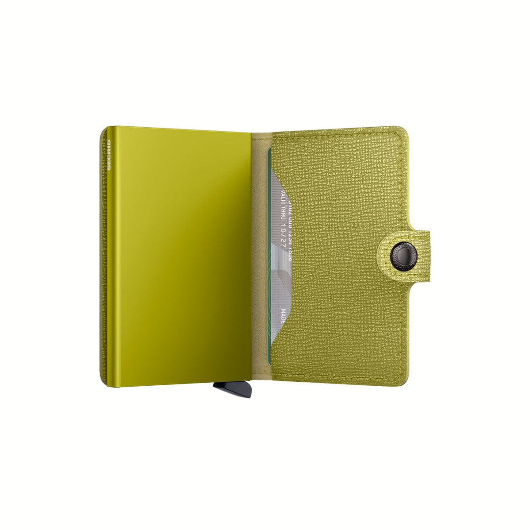 Secrid portafogli compatto in alluminio e pelle "Miniwallet Crisple" Lime MC.LIME