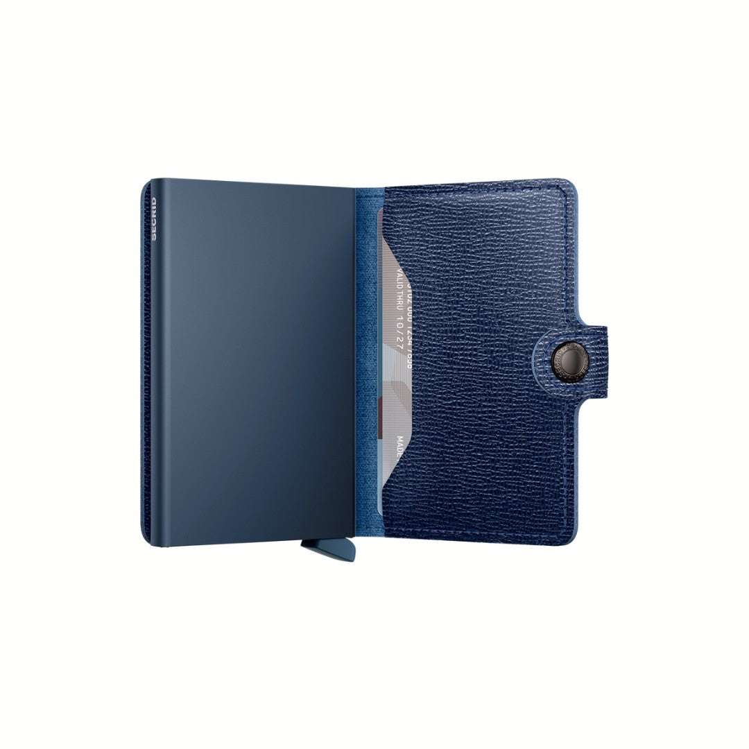 Secrid portafogli compatto in alluminio e pelle "Miniwallet Crisple" Blu MC.NAVY