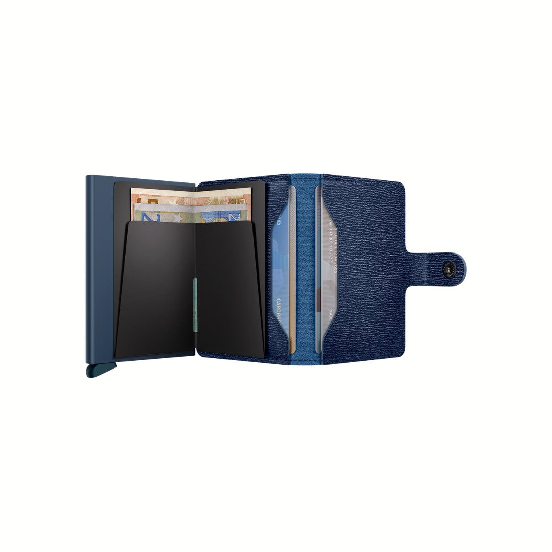 Secrid portafogli compatto in alluminio e pelle "Miniwallet Crisple" Blu MC.NAVY