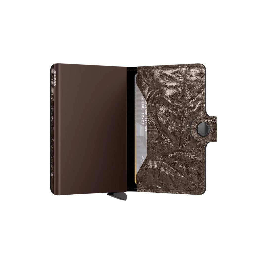 Secrid portafogli compatto in alluminio e pelle "Miniwallet Crunch" Bronzo MCR.BRONZE