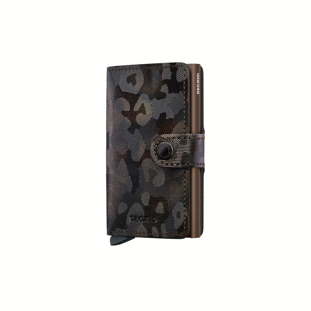 Secrid portafogli compatto in alluminio e pelle "Miniwallet Jungle" Camouflage MJU.BROWN