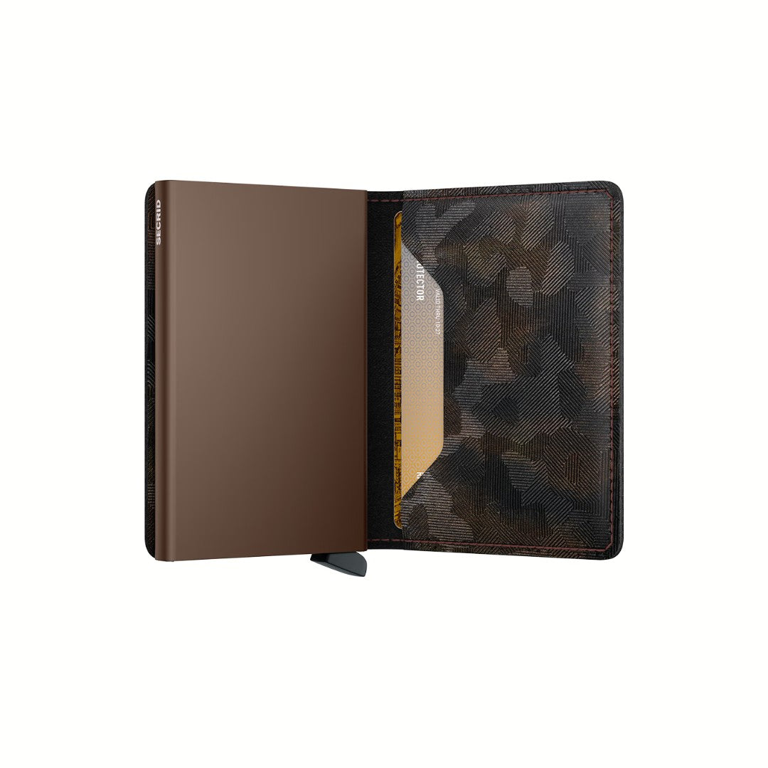 Secrid portafogli compatto in alluminio e pelle "Slimwallet Jungle" Camouflage SJU.BROWN