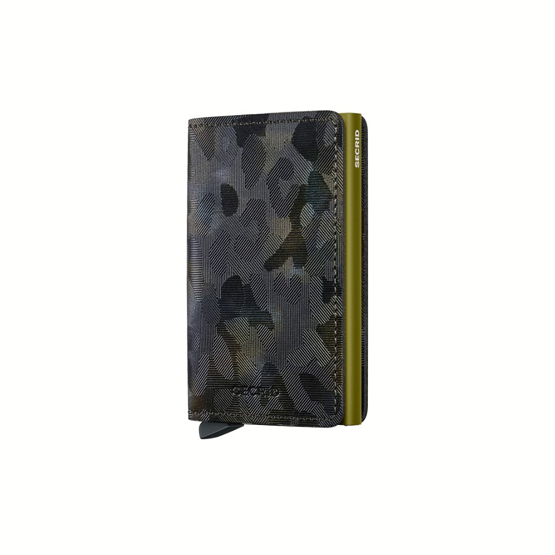 Secrid portafogli compatto in alluminio e pelle "Slimwallet Jungle" Camouflage SJU.MOSS