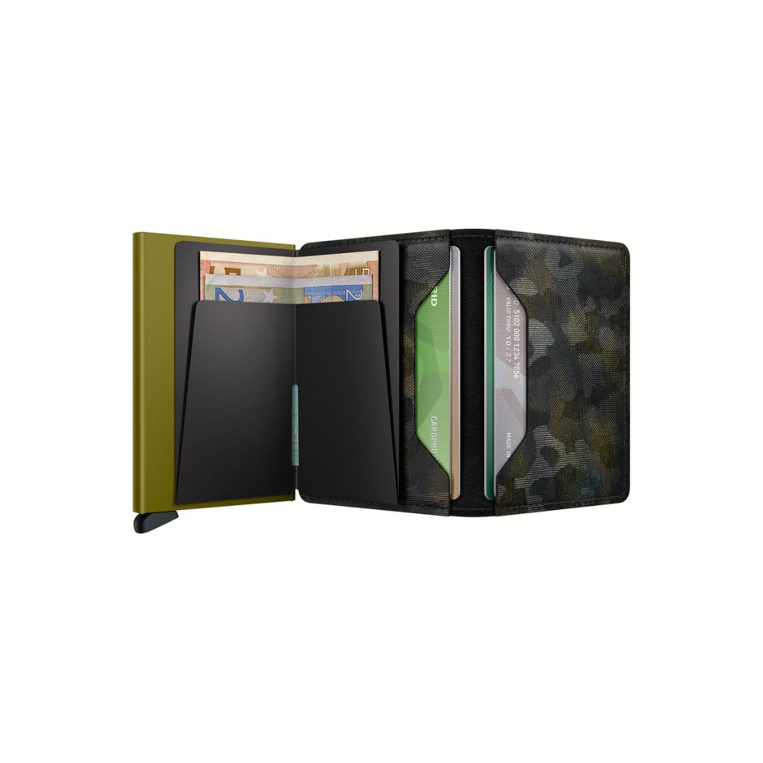 Secrid portafogli compatto in alluminio e pelle "Slimwallet Jungle" Camouflage SJU.MOSS