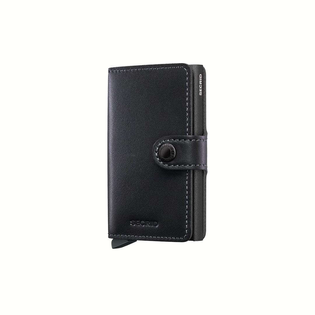 Secrid portafogli compatto in alluminio e pelle "Miniwallet Powdercoat" Nero MPC.BLACK