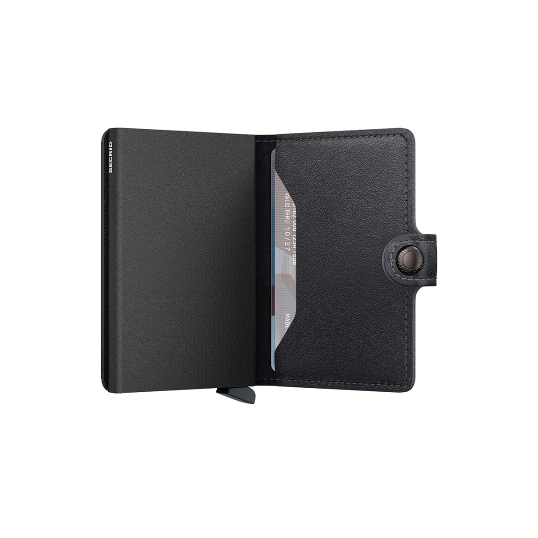 Secrid portafogli compatto in alluminio e pelle "Miniwallet Powdercoat" Nero MPC.BLACK