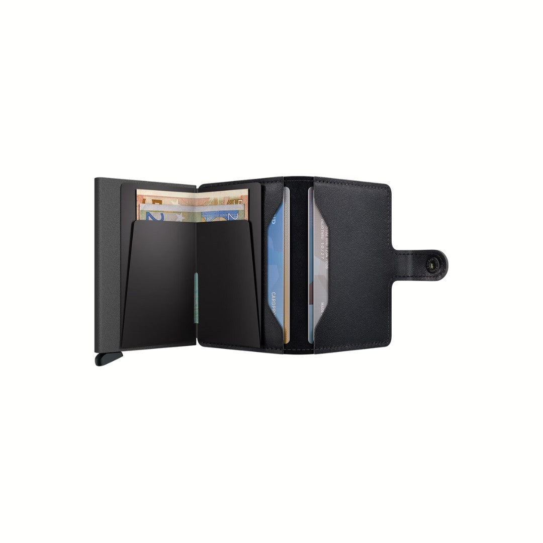 Secrid portafogli compatto in alluminio e pelle "Miniwallet Powdercoat" Nero MPC.BLACK