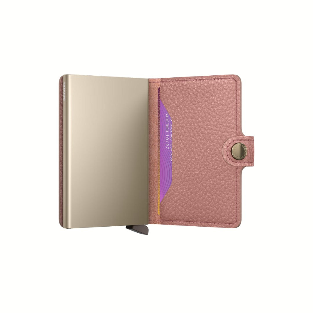 Secrid portafogli compatto in alluminio e pelle "Miniwallet Pebble" Rosa MPE.ROSE