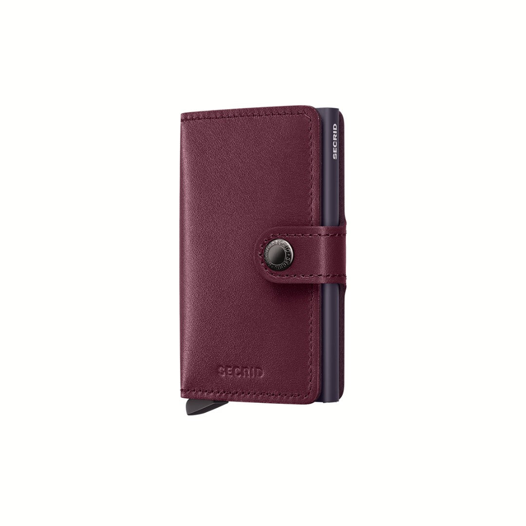 Secrid portafogli compatto in alluminio e pelle "Miniwallet Original" Bordeaux MO.CRANBERRY