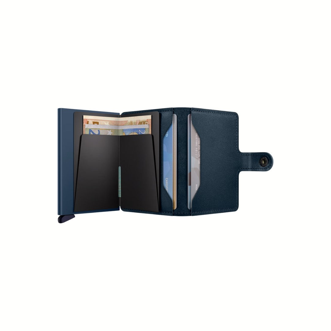 Secrid portafogli compatto in alluminio e pelle "Miniwallet Original" Blu MO.NAVY & NAVY