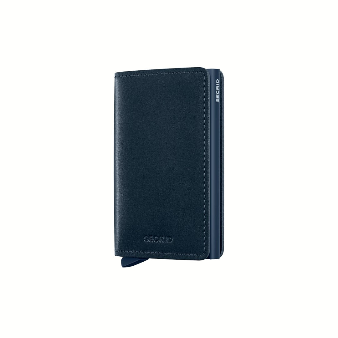 Secrid portafogli compatto in alluminio e pelle "Slimwallet Original" Blu SO.NAVY & NAVY