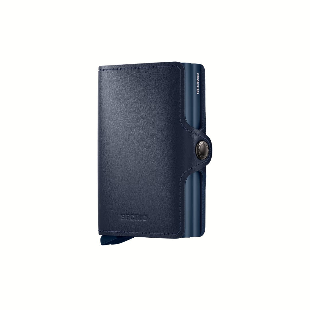 Secrid portafogli compatto in alluminio e pelle "Twinwallet Original" Blu TO.NAVY & NAVY