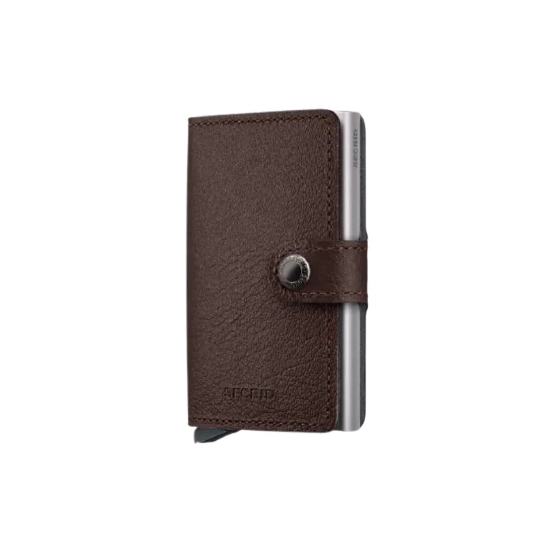 Secrid portafogli compatto in alluminio e pelle "Miniwallet Basic" Marrone MB.BROWN