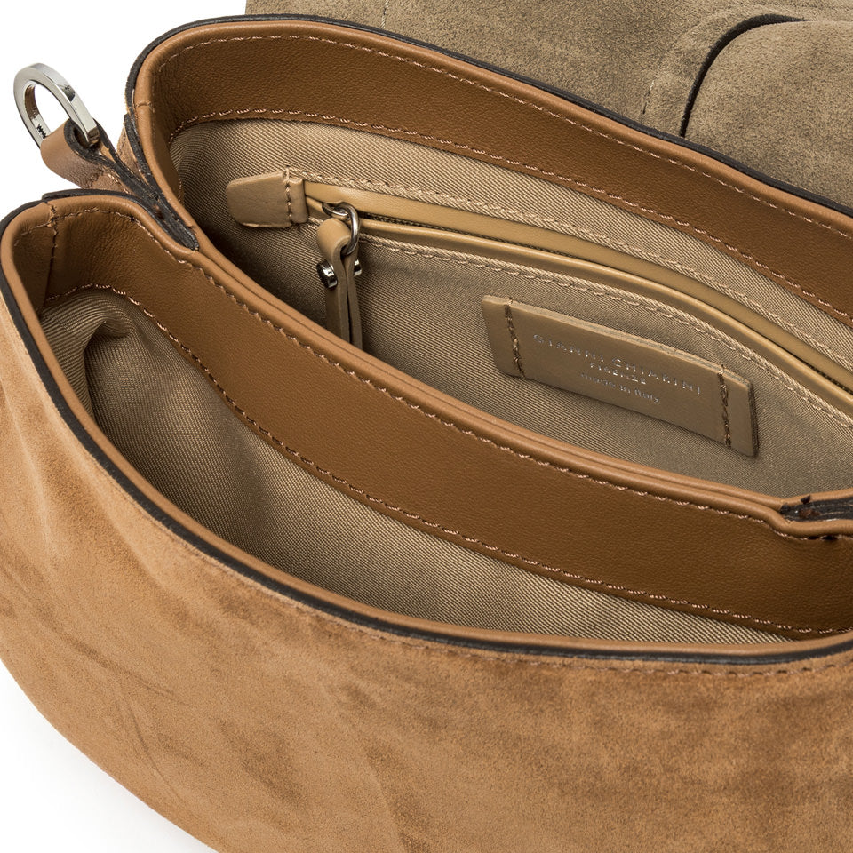 Gianni Chiarini borsa a spalla in camoscio "Helena Round" Cuoio BS12386 CMBRC.1478 CARAMEL