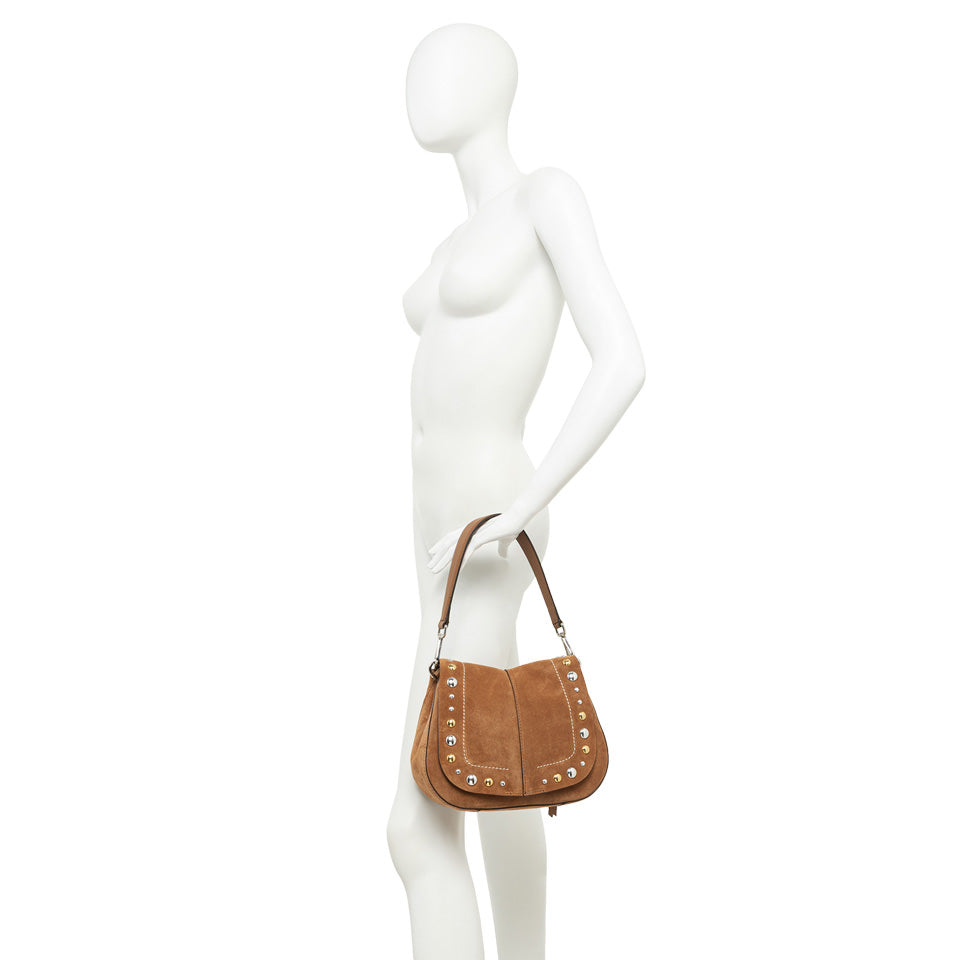 Gianni Chiarini borsa a spalla in camoscio "Helena Round" Cuoio BS12386 CMBRC.1478 CARAMEL