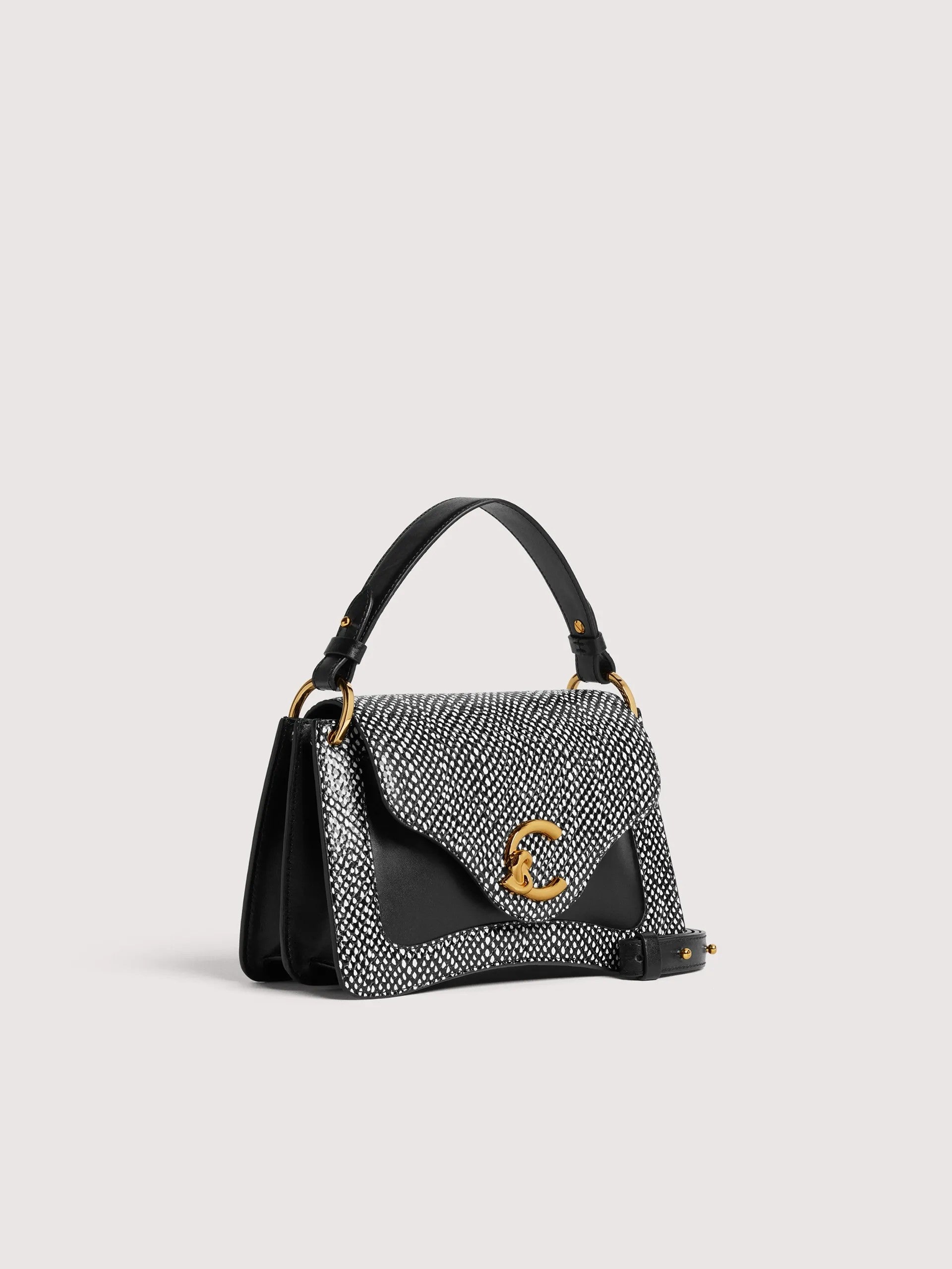 Coccinelle borsa a mano in pelle "C-Me Ela" Bianco e nero E1U4I180201.001 NOIR