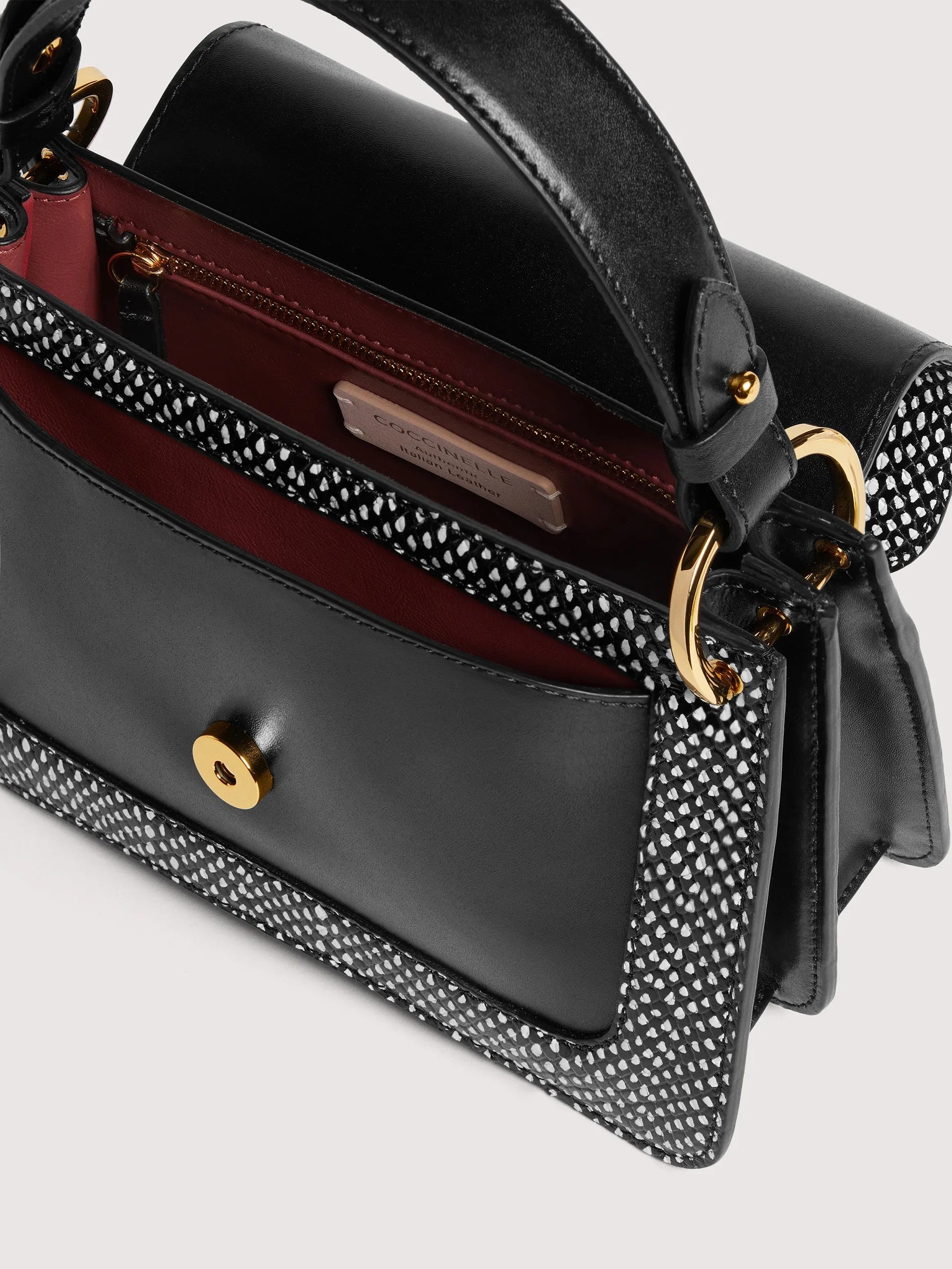 Coccinelle borsa a mano in pelle "C-Me Ela" Bianco e nero E1U4I180201.001 NOIR