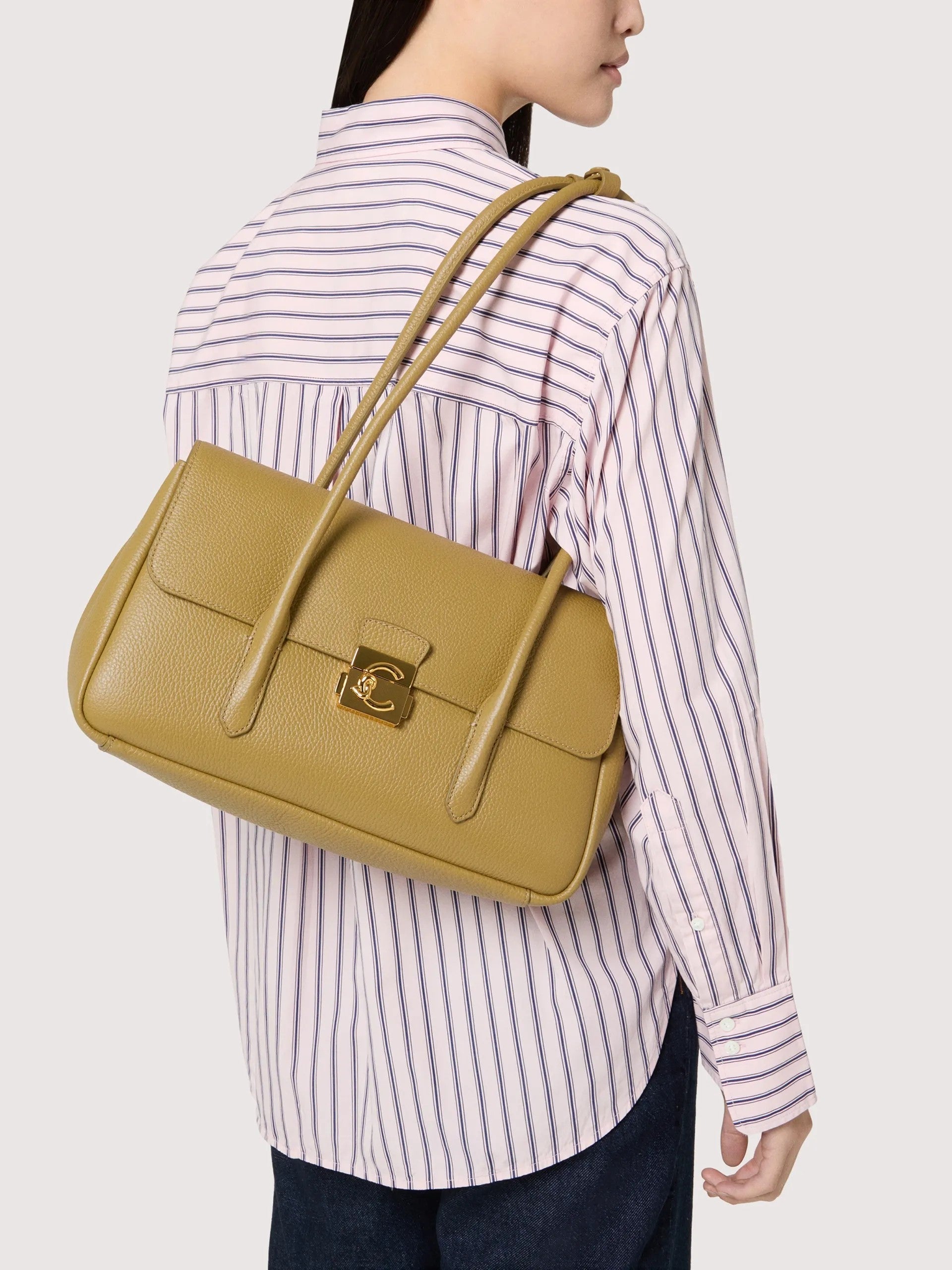 Coccinelle borsa a spalla in pelle "C-Me Lock" Verde E1U4K120301.G43 SEAGRASS