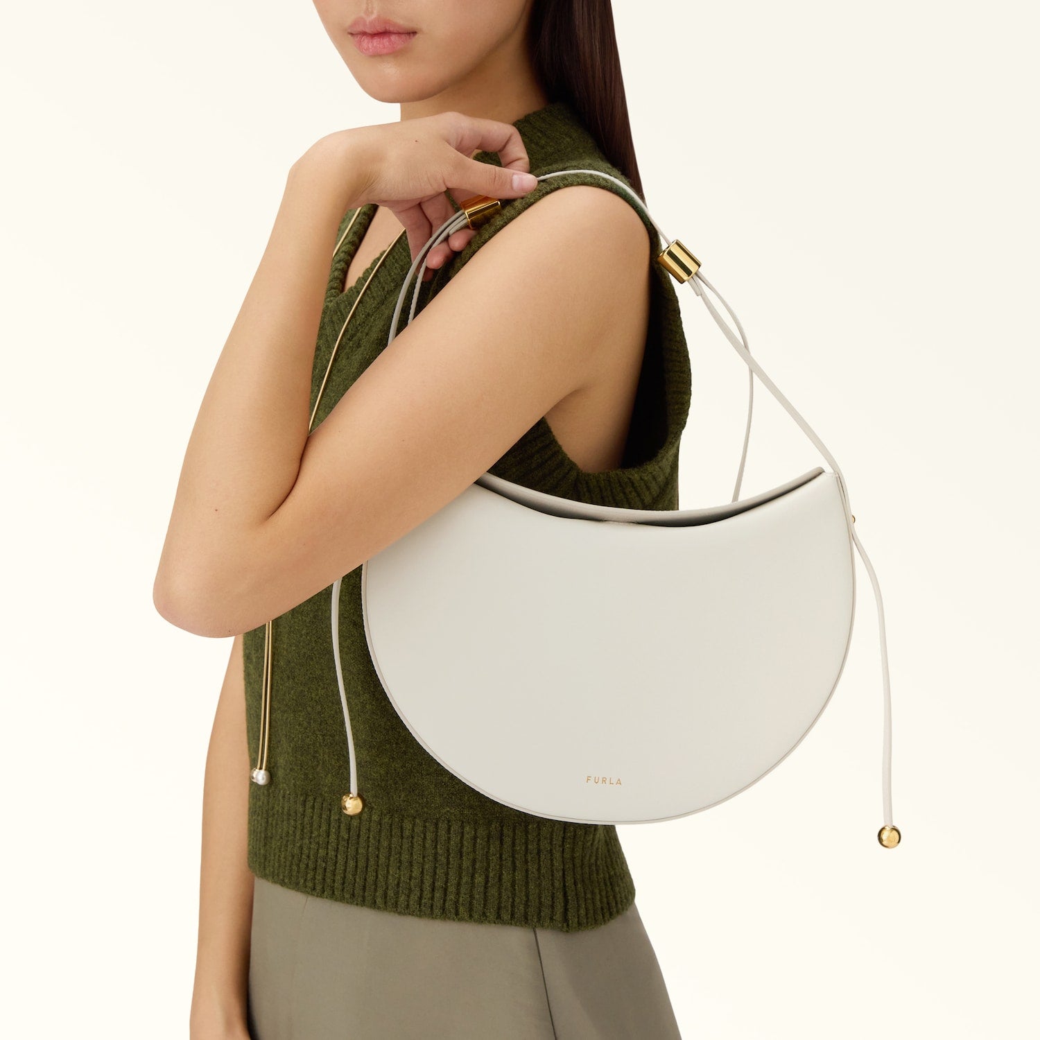 Furla borsa a spalla in pelle "Moonstone" Avorio WB01868.PNN00 PANNA