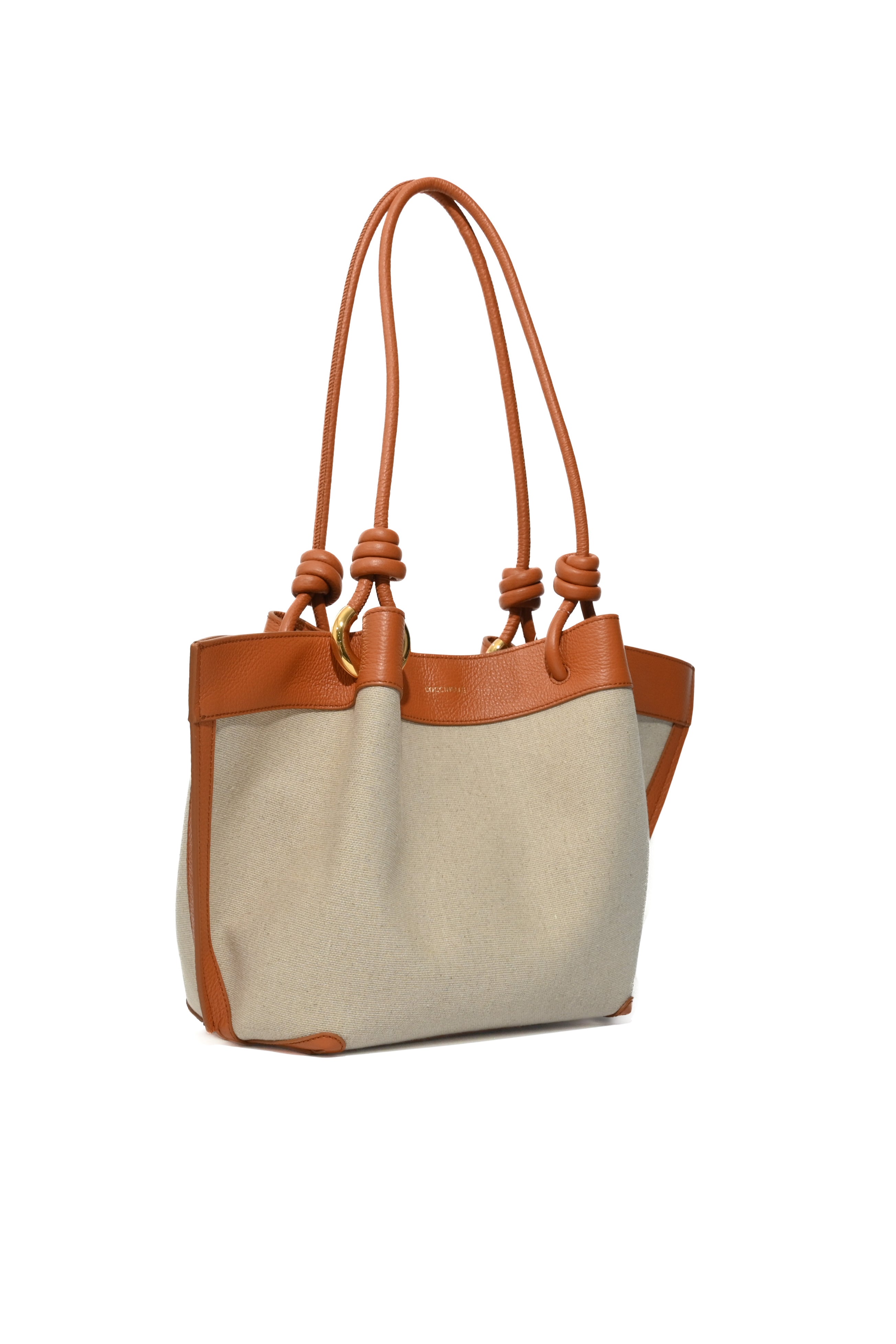 Coccinelle borsa shopping intessuto e pelle "Finn Canvas" Cuoio E1U06110201.822 NATURAL/CRAB