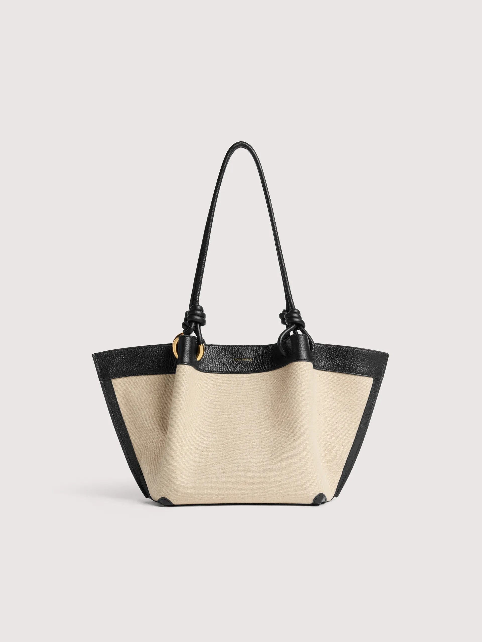 Coccinelle borsa shopping intessuto e pelle "Finn Canvas" Nero E1U06110201.846 NATURAL/NOIR