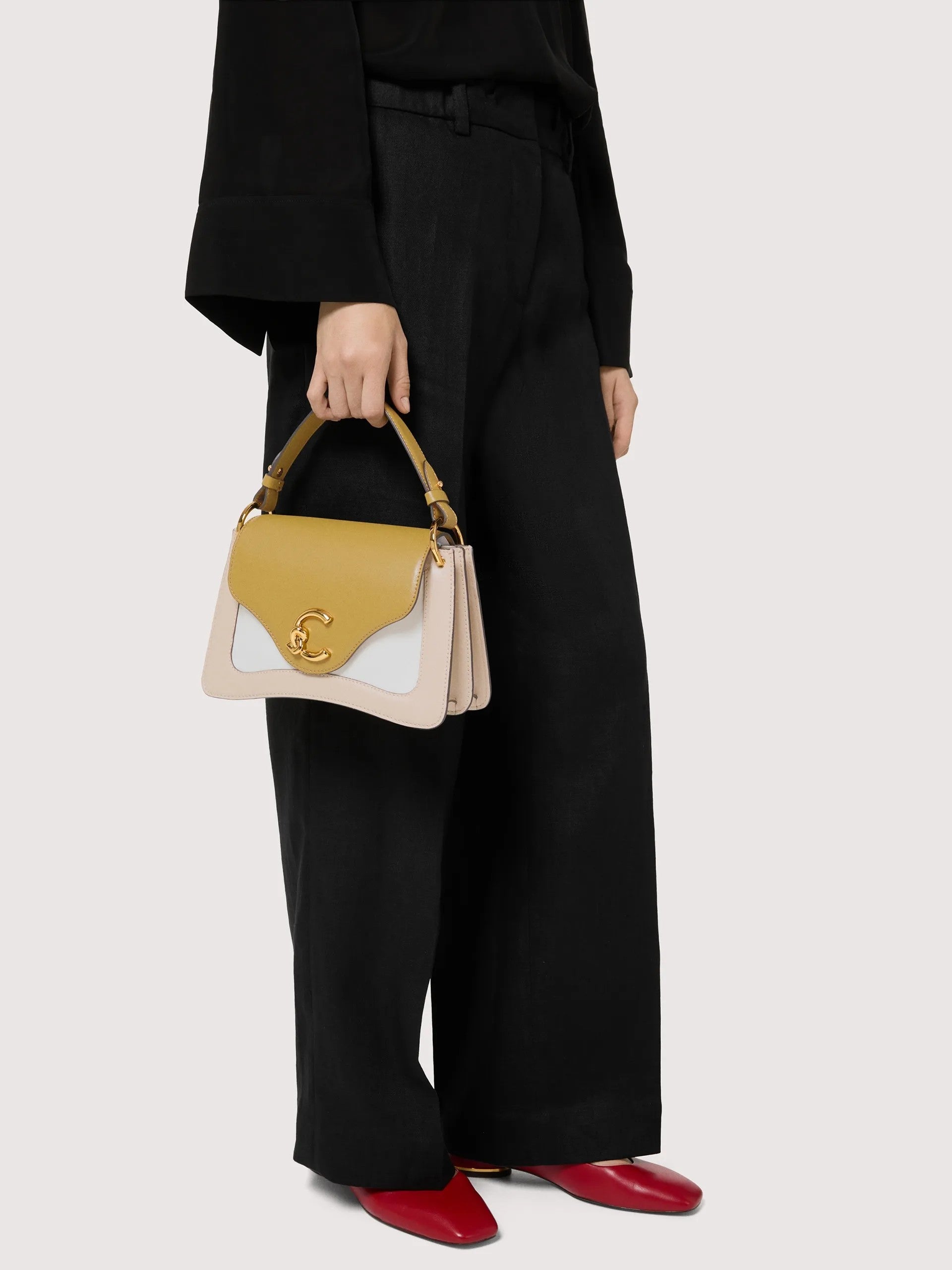 Coccinelle borsa a mano in pelle "C-Me Calf Tricolor" Multicolor E1U4H180201.808 SANDS/SEAG/PEA