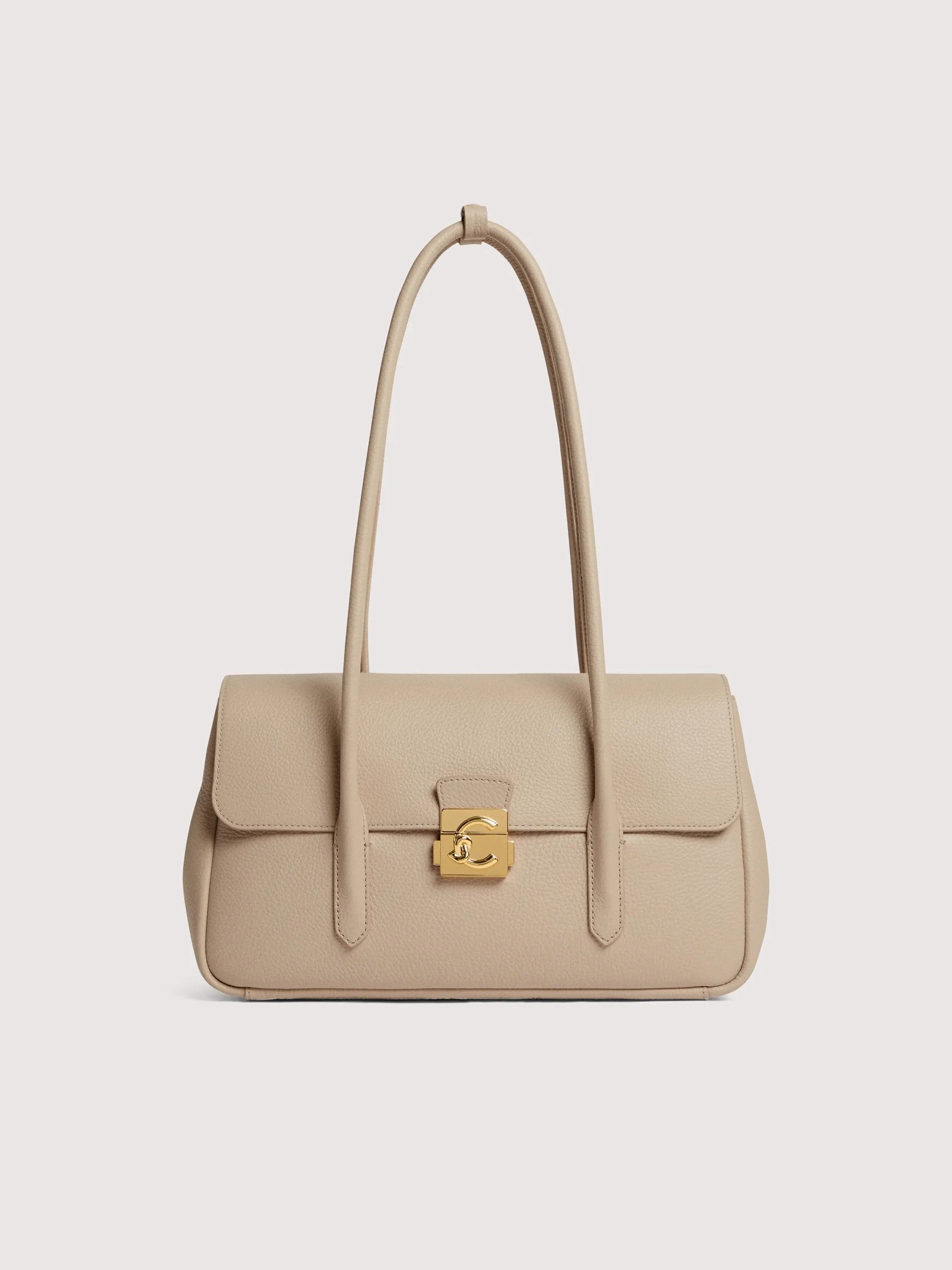Coccinelle borsa a spalla in pelle "C-Me Lock" Beige E1U4K120301.N64 SANDSHELL