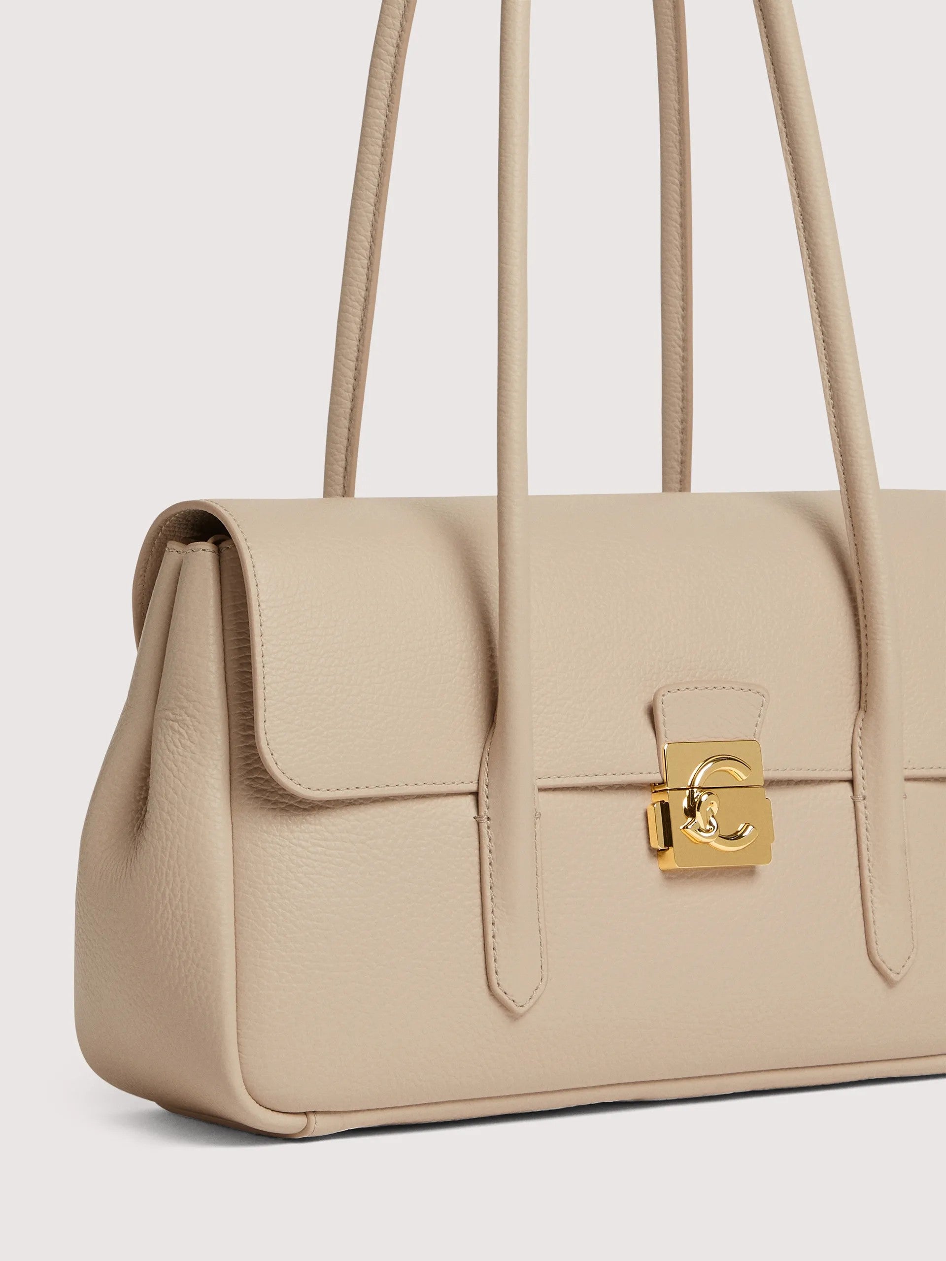 Coccinelle borsa a spalla in pelle "C-Me Lock" Beige E1U4K120301.N64 SANDSHELL