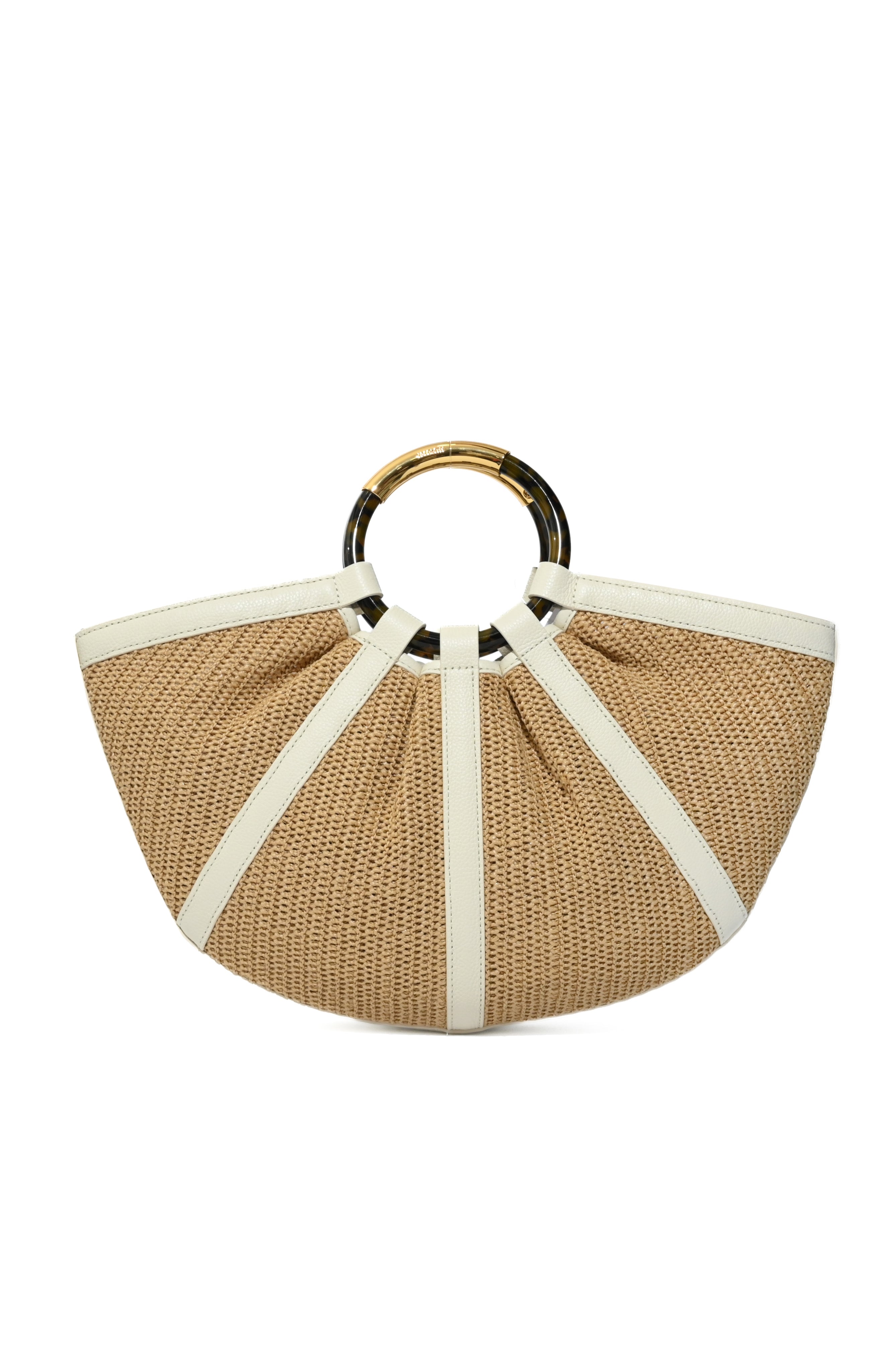 Coccinelle borsa a mano in raffia e pelle "Shell Straw" Bianco E1U5D180101.392 NATURAL/PEARL