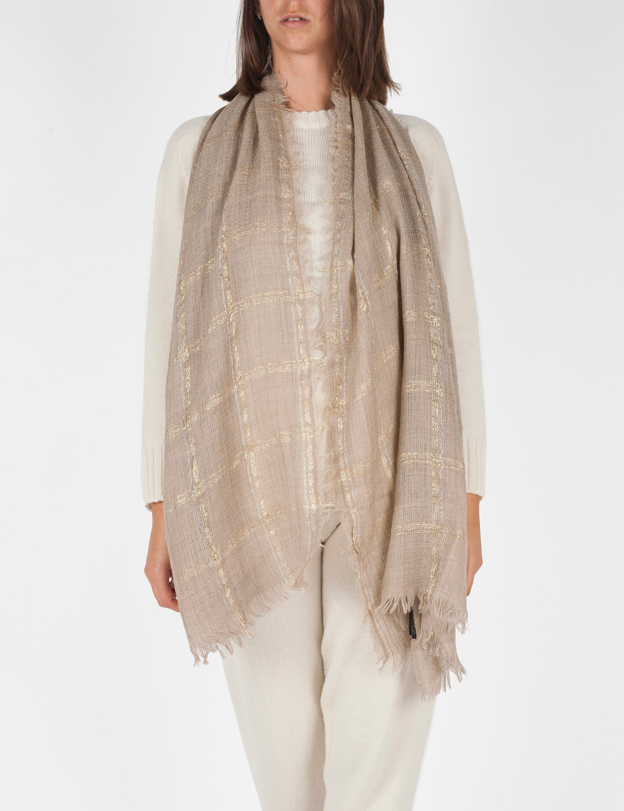 Gaynor Bongard sciarpa in lana "Livia" Beige LIVIA.BEIGE