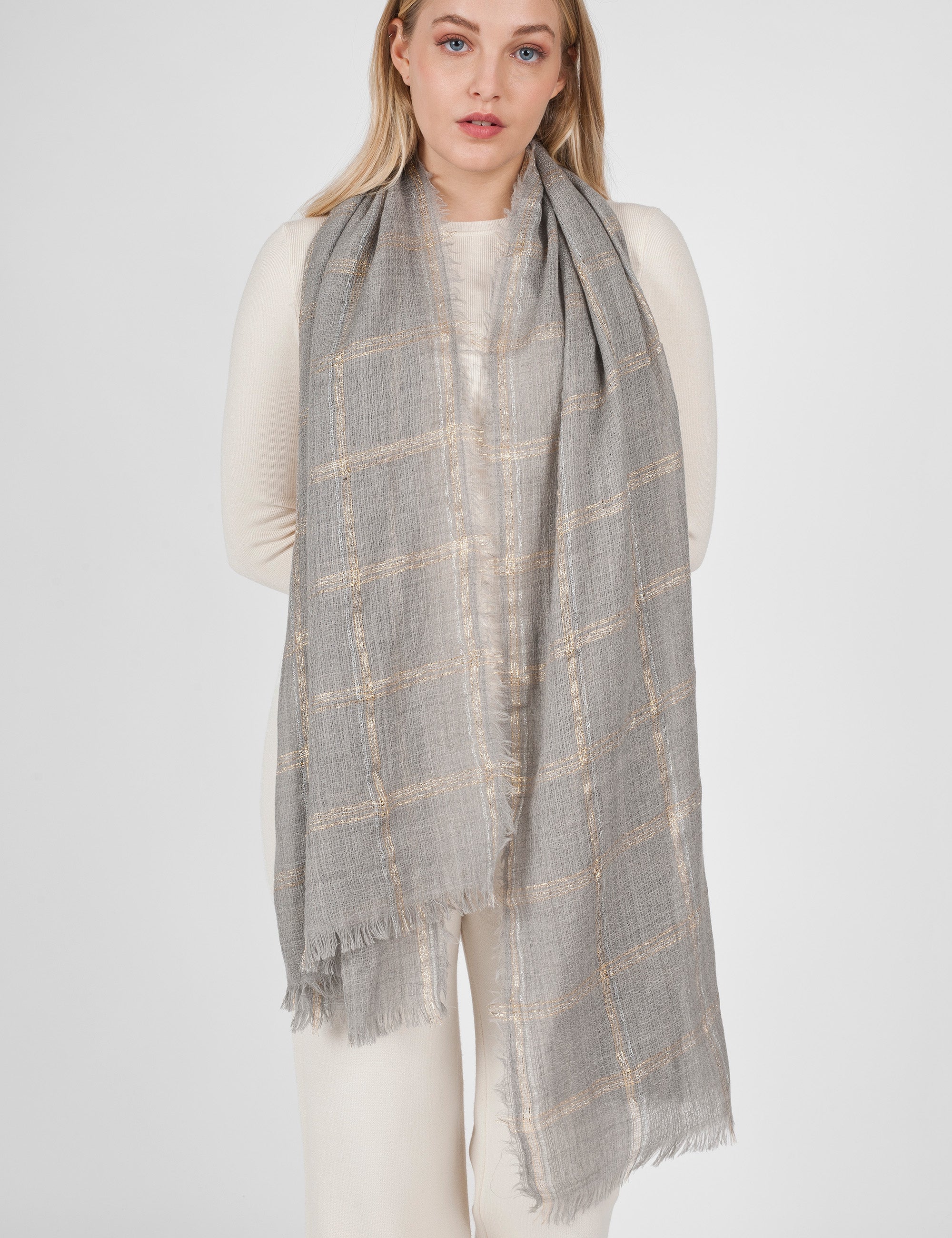 Gaynor Bongard sciarpa in lana "Livia" Grigio LIVIA.GREY