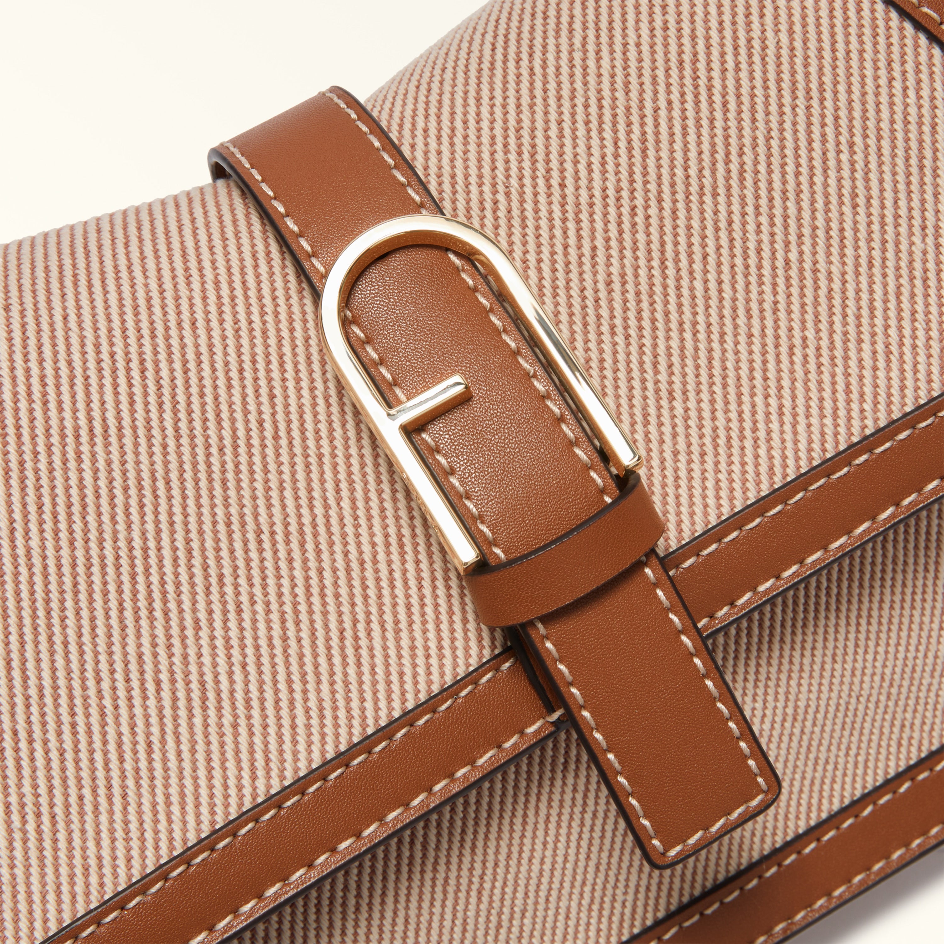 Furla borsa a spalla in tessuto e pelle "Flow" Multicolor WB02042.TCO00 TONI COGNAC