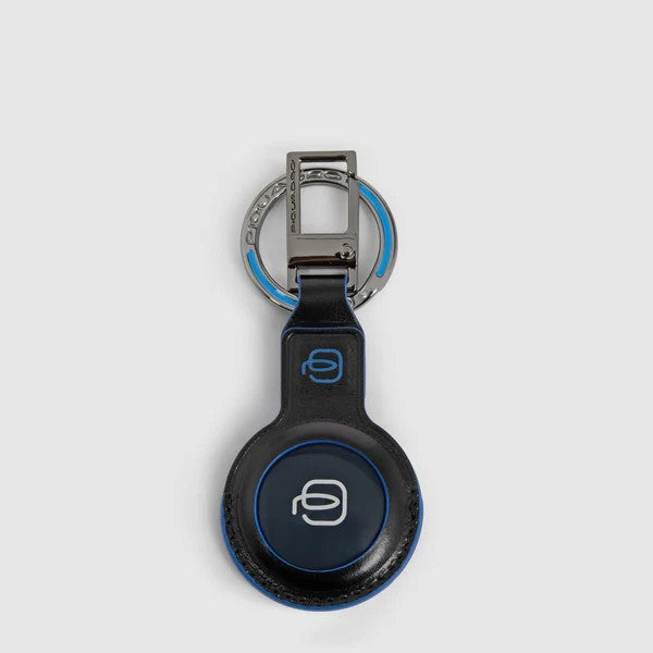 Piquadro portachiavi ciondolo porta AirTag/SmartTracker in pelle "Blue Square" Nero AC7077B2.N
