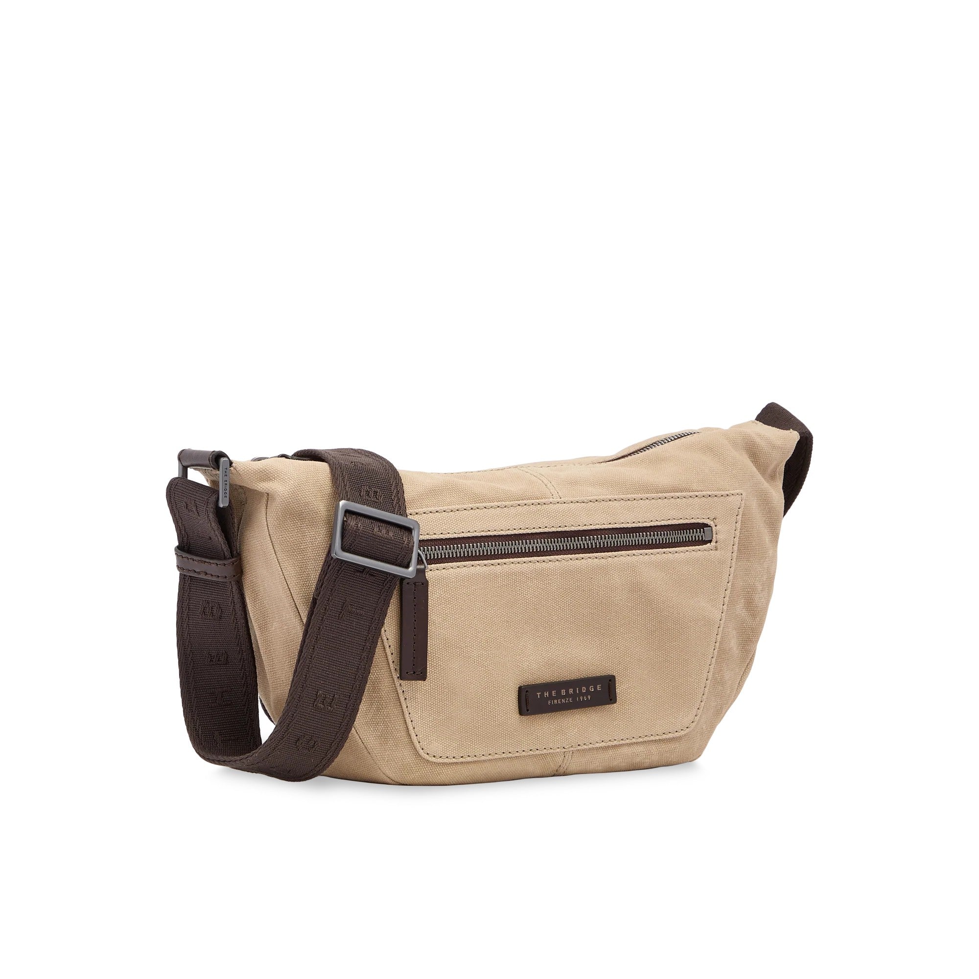 The Bridge borsa a tracolla in tessuto e pelle "Igor" Beige 072305KF.005 NATURALE-MORO